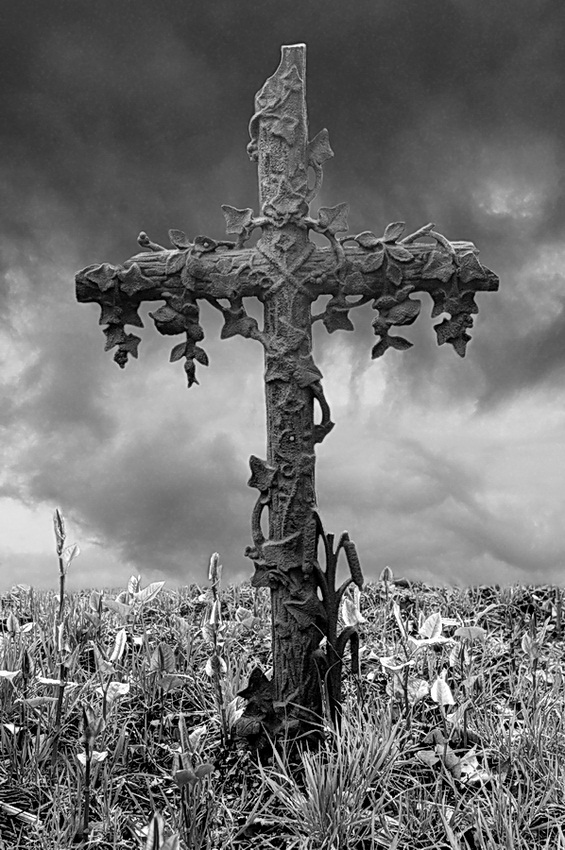 croix,glauque,nuage,cimetière
